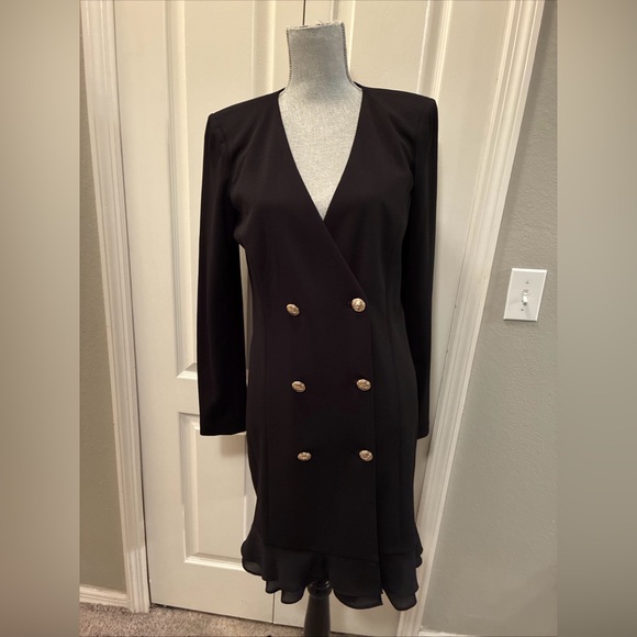 Karl lagerfeld ladies gold button up black dress size 12 - Picture 1 of 7